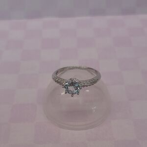 Sterling Silver Aquamarine Halo Ring - Fragrant Jewels Size 8